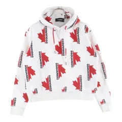 DSQUARED2 (ディースクエアード) 総柄ハーフカナダロゴ フーディー プルオーバーパーカー ホワイト/レッド S75GU0279 S25449