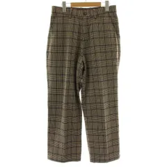 ビームス BEAMS パンツ スラックス ストレート チェック柄 S 茶色 ブラウン /XZ ■GY99