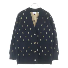 BURBERRY (バーバリー) TB総柄ロゴ ジャガード長袖カーディガン ニット 8021033 ブラック/ブラウン