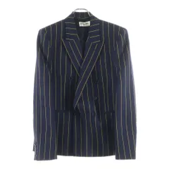 SAINT LAURENT PARIS (サンローランパリ) 20AW ストライプ ウールサージ ダブルブレステッド ショート テーラードジャケット ネイビー 604921 Y3B77 4149のサムネイル