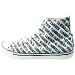 VETEMENTS (ヴェトモン) ロゴ総柄ハイカットスニーカー キャンバス VTCNV1 ブラック/ホワイトのサムネイル