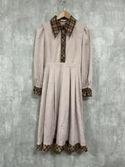 axes femme アクシーズファム チェック柄 ハートボタン Aライン ワンピース sizeF/ピンクベージュ×ブラウン  ■◇ レディース