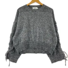 AZUL by moussy アズールバイマウジー ミックスカラー 袖リボン クルーネックニット sizeF/グレー系