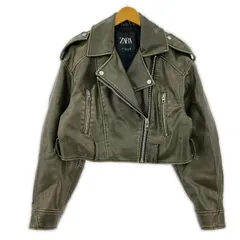 ZARA ザラ フェイクレザー ショート ライダースジャケット sizeEUR XS/オリーブ系