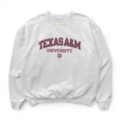 USA 古着 Champion チャンピオン テキサスA&M大学 カレッジ クルーネック スウェット トレーナー 刺繍 メンズL ホワイト BD3633