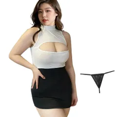 [MORApink] 秘書 コスプレ セクシー ランジェリー 大きいサイズ 白 黒 衣装 教師 OL コスチューム 胸開き おっぱい ボディコン 3XL エロ エッチ 過激 穴あき 変態 下着 