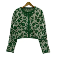 ZARA ザラ ジャガード ニットカーディガン sizeEUR L/ホワイト×グリーン