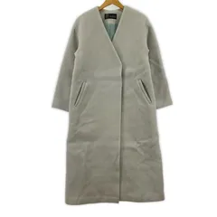 NATURAL BEAUTY BASIC ナチュラルビューティーベーシック ウール ノーカラーコート sizeM/ライトグレー