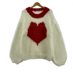 merry jenny メリージェニー ハート クルーネックニット sizeF/ホワイト×レッド