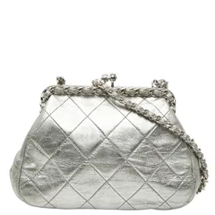 シャネル ココマーク マトラッセ チェーンショルダーバッグ シルバー ラムスキン レディース CHANEL【228-59895】