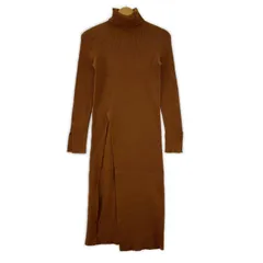 EGOISTエゴイスト ハイネックサイドスリットリブニットワンピース size表記不明/ブラウン