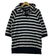 COMME CA COMMUNE コムサコミューン パイル地 ボーダーパーカー sizemedium/ネイビー×ホワイト