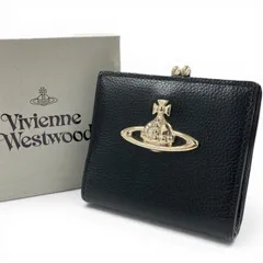 【美品】 Vivienne Westwood ヴィヴィアンウエストウッド  2つ折り 財布 がま口 レザー ブラック  キングラム[01]