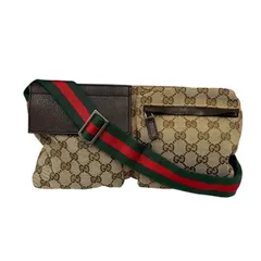 ★ グッチ GUCCI ウエストバッグ シェリーライン ウェビングライン GGキャンバス ベージュ系 メンズ