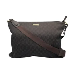 ★ グッチ GUCCI ショルダーバッグ 斜め掛け GGキャンバス ダークブラウン メンズ