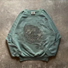 90年代 90s NORTHERN REFLECTIONS ノーザン 猫 植物 プリント スウェット ミント グリーン