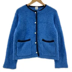 C OPAQUE.CLIP シー オペークドットクリップ ブークレ配色ニットカーディガン sizeM/ブルー