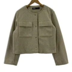 ZARA ザラ ノーカラージャケット sizeEUR L/ベージュ系