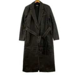 ZARA ザラ PUレザー ヴィンテージ加工 チェスターコート sizeEUR L/ダークブラウン