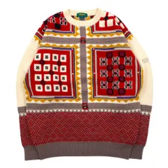 KENZO GOLF 90年代 総柄 ニット セーター L クリーム ウール