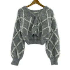 MAJESTIC LEGON マジェスティックレゴン 総柄クロップドカーディガン sizeM/グレー