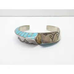 NAVAJO ナバホ ターコイズ Sterling ※石カケあり バングル △WA6635