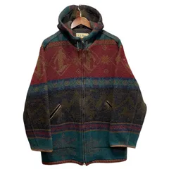80s L.L.Bean Hooded Rag Jacket マルチカラー W’M エルエルビーン ラグジャケット フード一体型 ウールコート ネイティブ柄