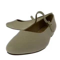 Menue メヌエ ストラップ ラウンドトゥ フラットパンプス size36/アイボリー