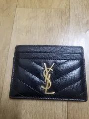 Saint Laurent サンローラン 正規品 マトラッセ カードウォレット (ブラック ゴールド)