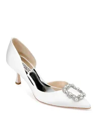 バッジェリーミシュカ レディース シューズ パンプス Badgley Mischka Badgley Mishka Womens Fabia Pointed Toe Slip On dOrsay Pumps White Satin ホワイト