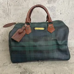 良品　POLO RALPH LAUREN　ポロラルフローレン　ミニボストンバッグ　ハンドバッグ　ブラックウォッチ　チェック柄　レザー