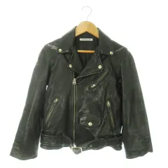 ビューティフルピープル beautiful people ライダースジャケット ラムレザー 本革 ジップアップ ベルト 女の子 ガールズ 130 黒 ブラック /AO14 ■GY19