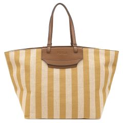 maxmara トートバッグ ベージュ キャラメル ボーダー - メルカリ