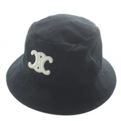 セリーヌ CELINE トリオンフ バケットハット バケハ 帽子 ロゴ 刺繍 ワッペン L 黒 ブラック 2AUE5968P.38NO /XZ ■OH ■GY18