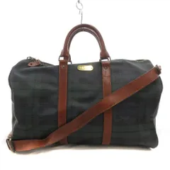 ポロ ラルフローレン POLO RALPH LAUREN ボストンバッグ ブラックウォッチ ロゴ金具 PVC レザー 紺 ネイビー 緑 グリーン /GV ■GY18