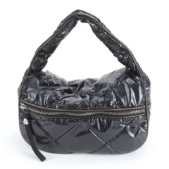 極美品 モンクレール キルティング ナイロン レザー ショルダーバッグ 肩掛け ハンド 本革 ブラック 黒 レディース RWM DP15-7【中古】