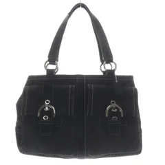 コーチ COACH トートバッグ ハンドバッグ シグネチャー キャンバス スエード ブラック 6378 /YO33