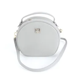 極美品 フルラ ドッティ レザー 2WAY ショルダーバッグ 斜め掛け ハンド トート 本革 グレー レディース RWM DP15-5【中古】