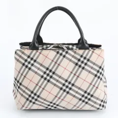 美品 バーバリー ノバ チェック レザー ナイロン ハンドバッグ トート ブランド おしゃれ レディース RWM DP15-3【中古】