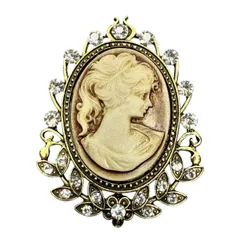 カメオ ブローチ ブラウン レトロ アンティーク ヴィンテージ クラシック 花