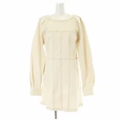 ザラ ZARA シームディテール デニム ワンピース ひざ丈 ラグランスリーブ タック 長袖 L アイボリー エクリュ 8197/880/712 /XK