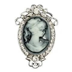 カメオ ブローチ グレー レトロ 銀 アンティーク ヴィンテージ クラシック 石