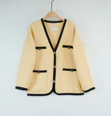 CLO ツイード カーディガン Free ノーカラー ジャケット