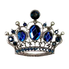 クラウン ブローチ ティアラ ブルー 王冠 ロイヤル キラキラ レディース 金