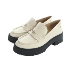 コーチ COACH CM587 ルーシー ローファー モカシン ロゴ ラバーソール 厚底 ロゴ レザー 6 23cm ベージュ ■GY18 /MQ