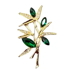 竹 ブローチ 和風 和服 植物 ボタニカル グリーン 笹 和雑貨 レディース 金