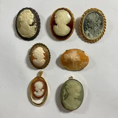 ★ 希少 カメオ ブローチ ペンダント 7点 まとめ商品 女性肖像 ヴィンテージ アンティーク 現状品