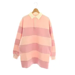 エイミーイストワール eimy istoire 25SS EIMYロゴボーダーラガーシャツワンピース ミニ 長袖 F ピンク /AT ■OS