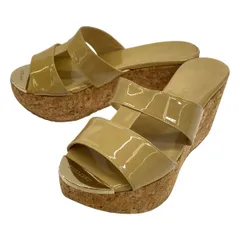 JIMMY CHOO ジミー チュウ ウェッジコルクソールパテントサンダル  ベージュ 35