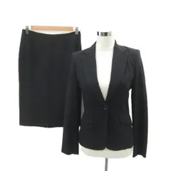 エムプルミエ ブラック M-Premier BLACK スーツ セットアップ 上下 38 M 黒 テーラードジャケット ミドル丈 総裏地 シングルボタン タイトスカート ミモレ丈 スリット C401-008 /SY57 ■GY61